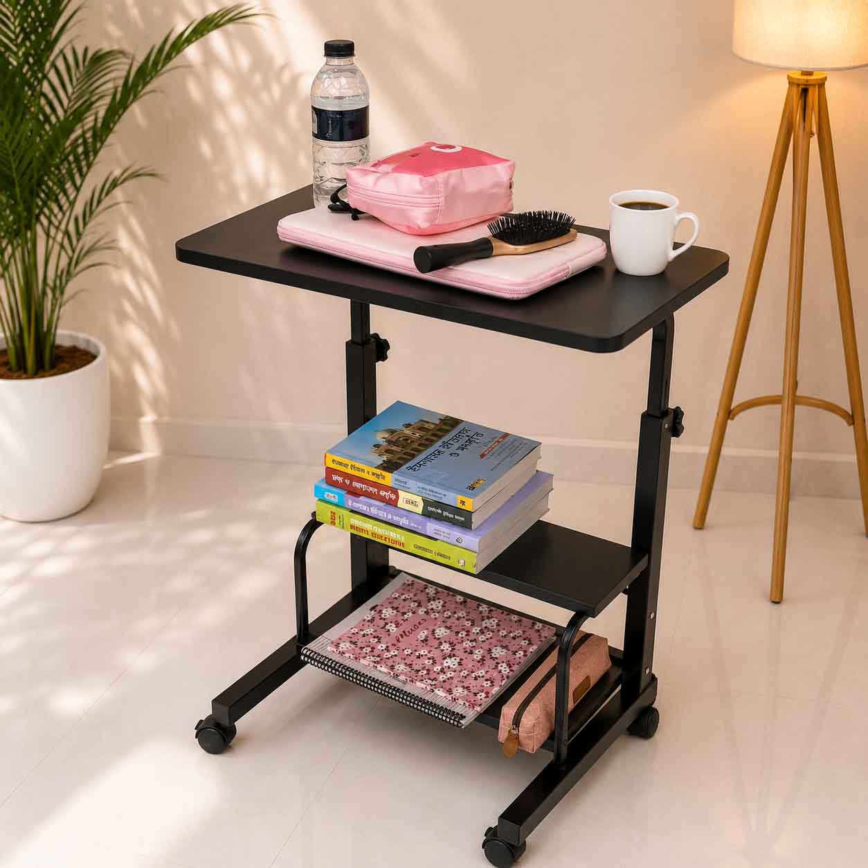 Double layer adjustable table (Black)